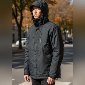 Swiss Tech Men's Black Hooded Coat